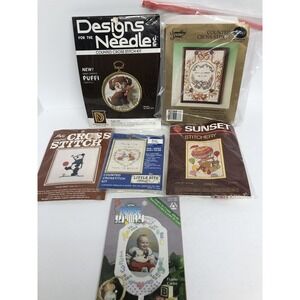 CrossStitch & Crewel Kits 5 Unopened And 1 Opened Partially Finished See Pic